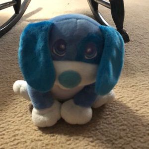 Blue puppy dog with light on tummy